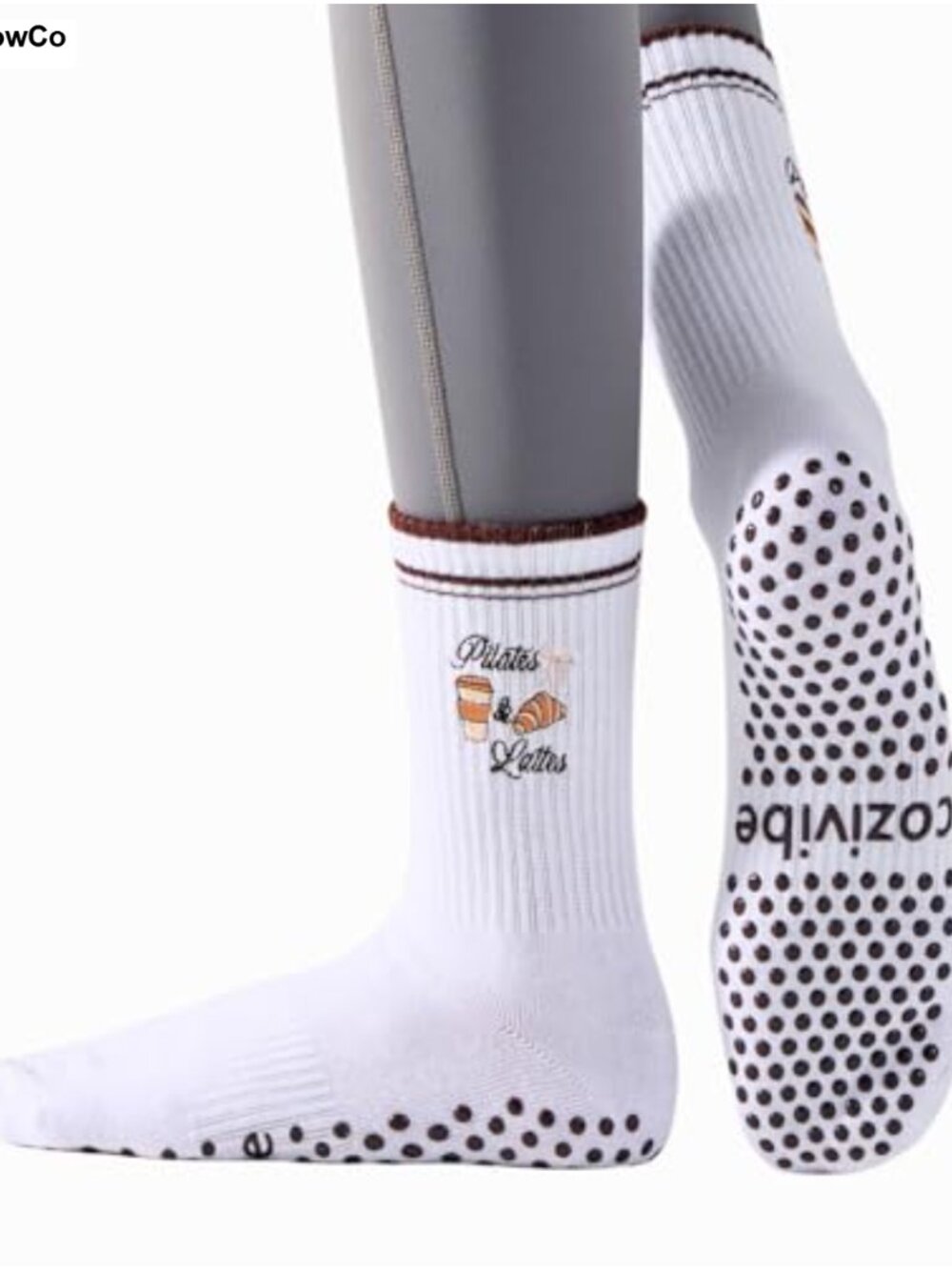 Pilates Grip Socks Women Cotton Crew Yoga Socks